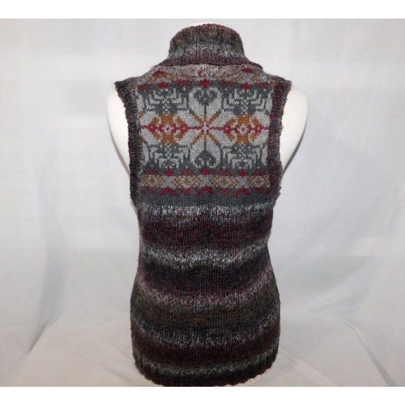 Woolrich Womens M Brown Gray Wool Blend Sweater Cardigan Vest Button Front - Picture 8 of 10